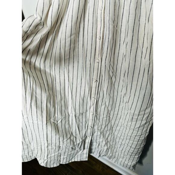 DEREK LAM COLLECTIVE White Stripe Linen Collar Knot Waist Shirt Dress Size 42 - Picture 7 of 15